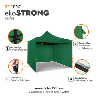 Faltpavillon 3x3 Grün Zeltpro EKOSTRONG 2