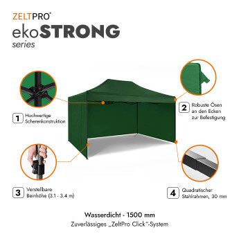 Faltpavillon 3x4,5 Grün Zeltpro EKOSTRONG 2