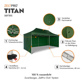 Faltpavillon 4x8 Grün Zeltpro TITAN 2