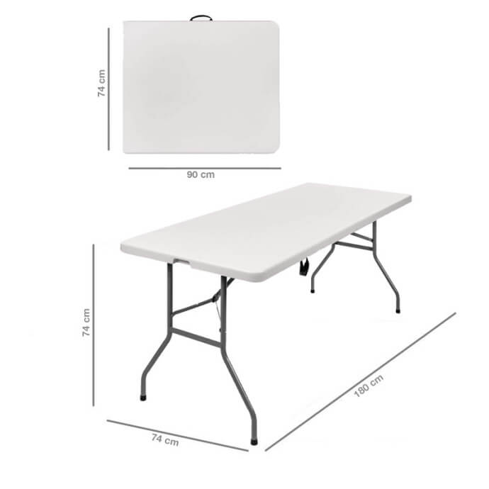 Klappmöbel-Set: Tisch 240 weiß, 10-Stühle Premium, schwarz 4