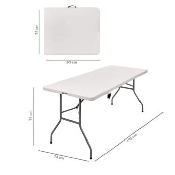 Klappmöbel-Set: Tisch 180 weiß, 6-Stühle Premium, schwarz 4
