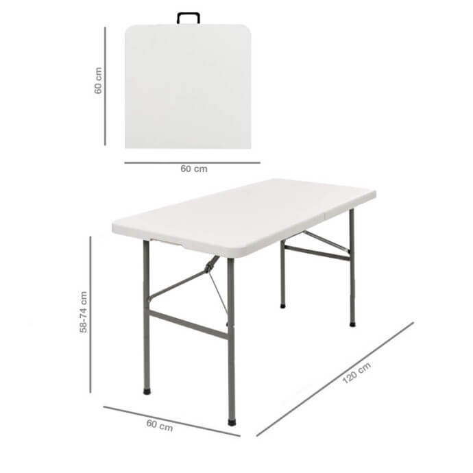 Klappmöbel-Set: Tisch 120 weiß, 4-Stühle Europa, schwarz 4