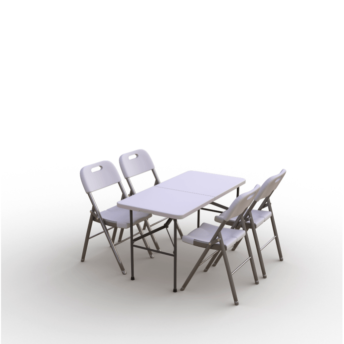 Klappmöbel-Set: Tisch 120 weiß, 4-Stühle Premium, weiß 1