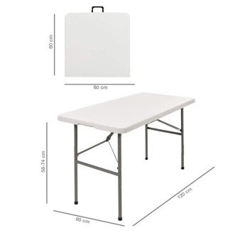 Klappmöbel-Set: Tisch 120 weiß, 4-Stühle Premium, weiß 4